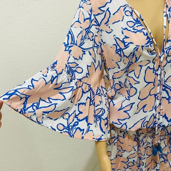 Maaji Blue and Pink Floral Swim Coverup - Picture 4 of 11